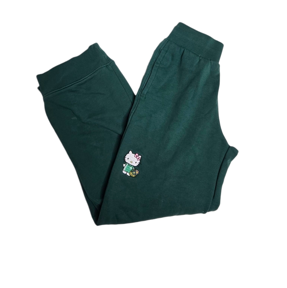ADIDAS x Hello Kitty forest green embroidered jogger sweatpants unisex S - Picture 3 of 17
